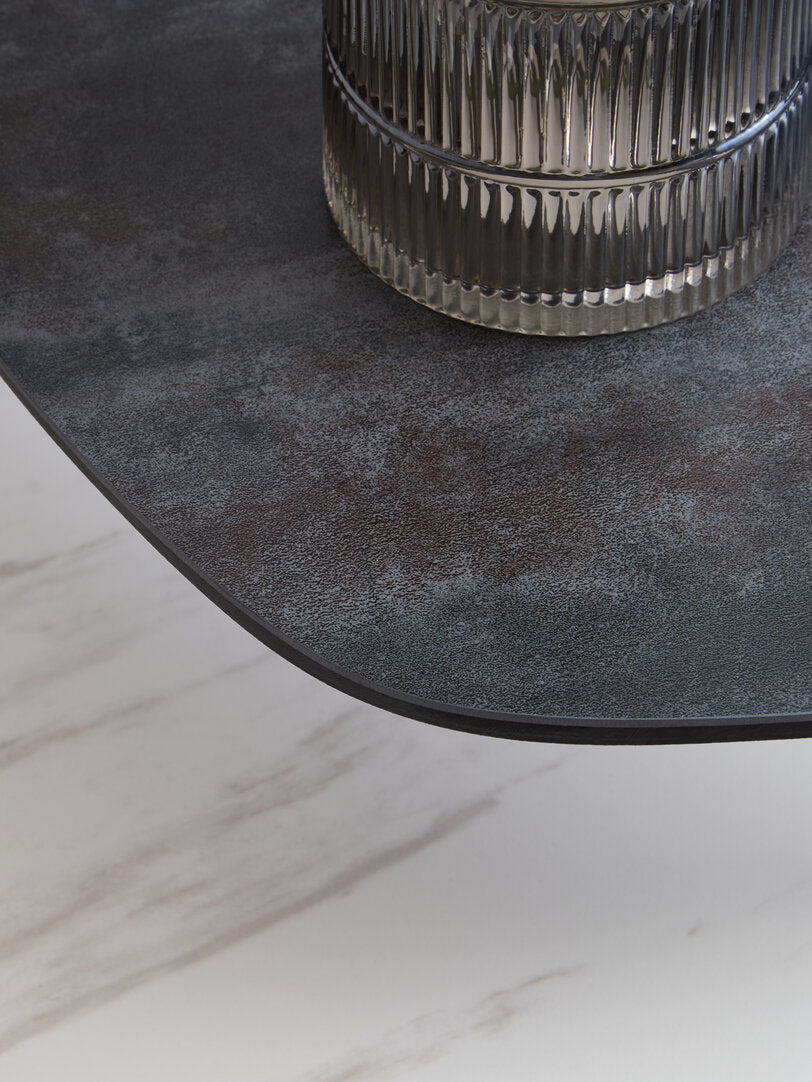 Close up of coffee table top with vase