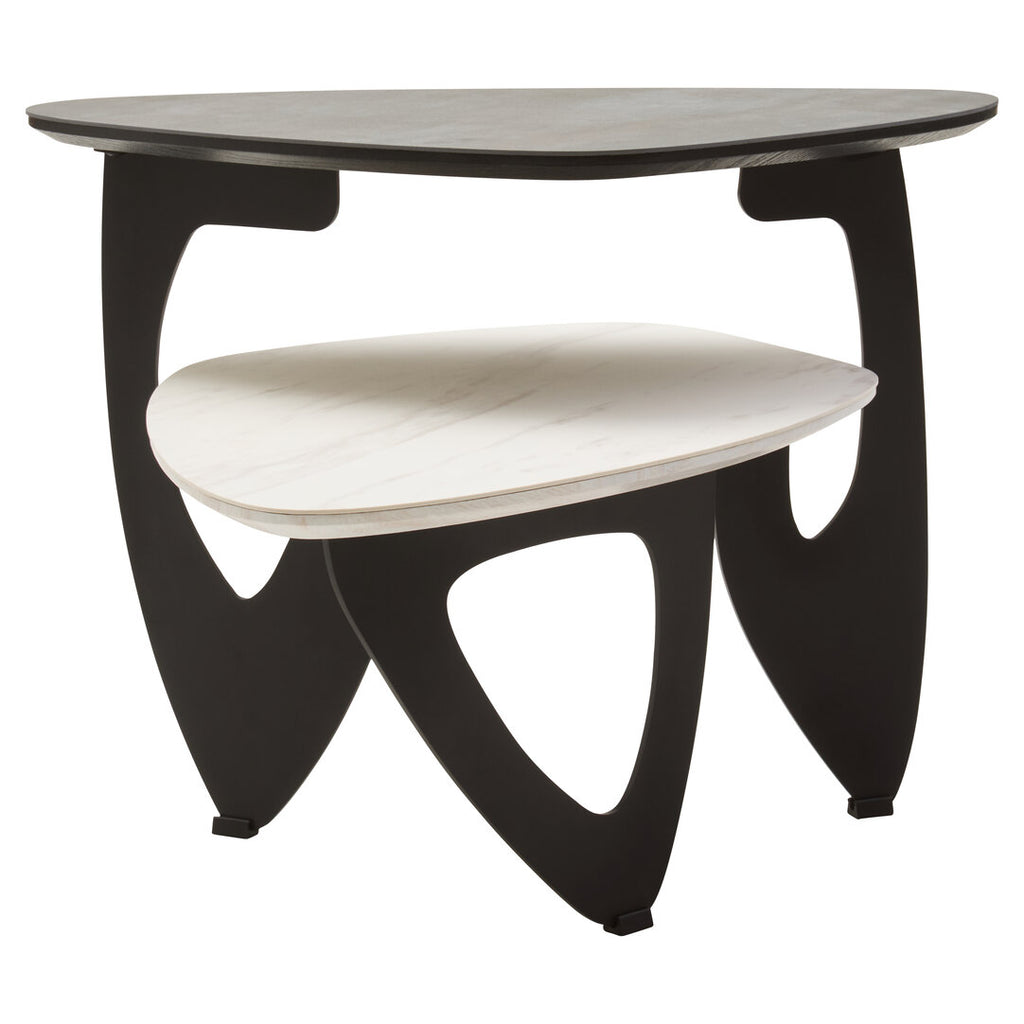 2 Tier Coffee Table with black and white tops on white background