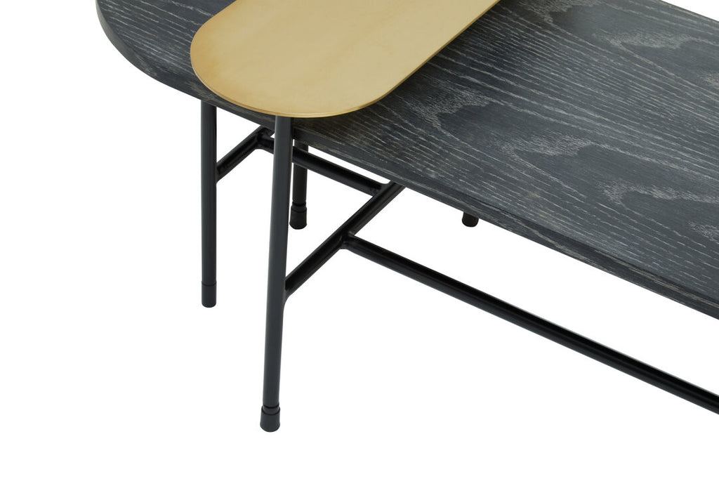 3 Tiered Black Gold and Stone Coffee Table on white background