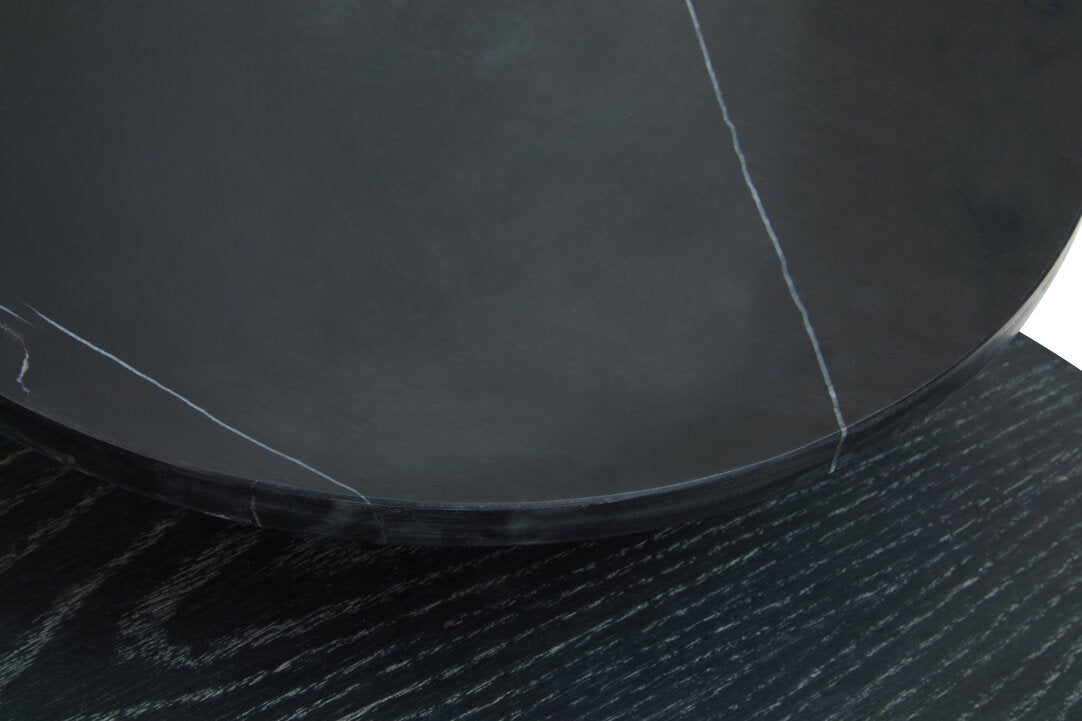 Close up of black wooden and stone finishes