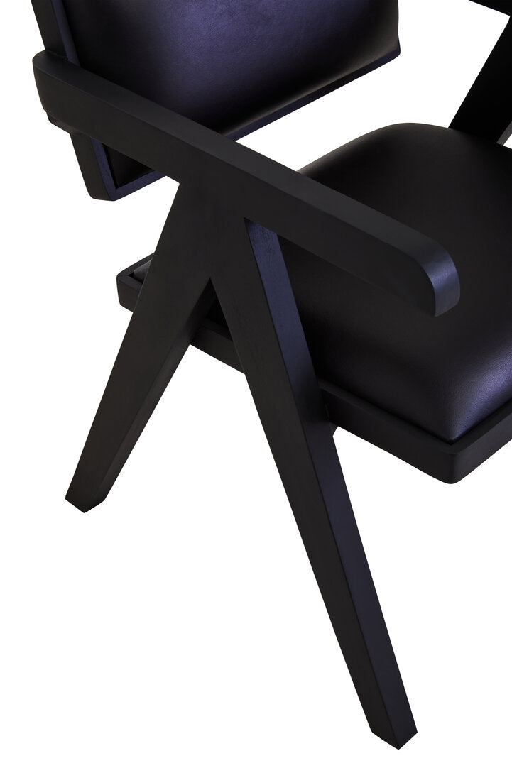 Black office chair with armrests on a white background