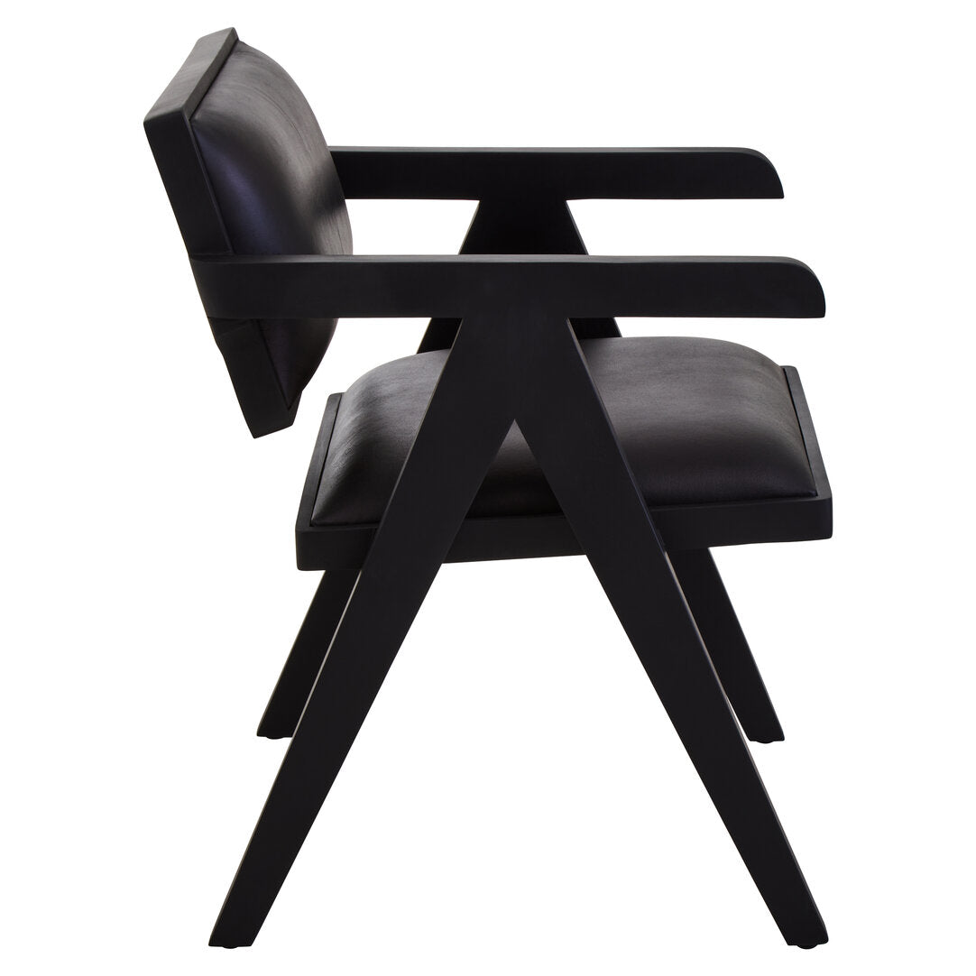 Black chair with armrests on a white background