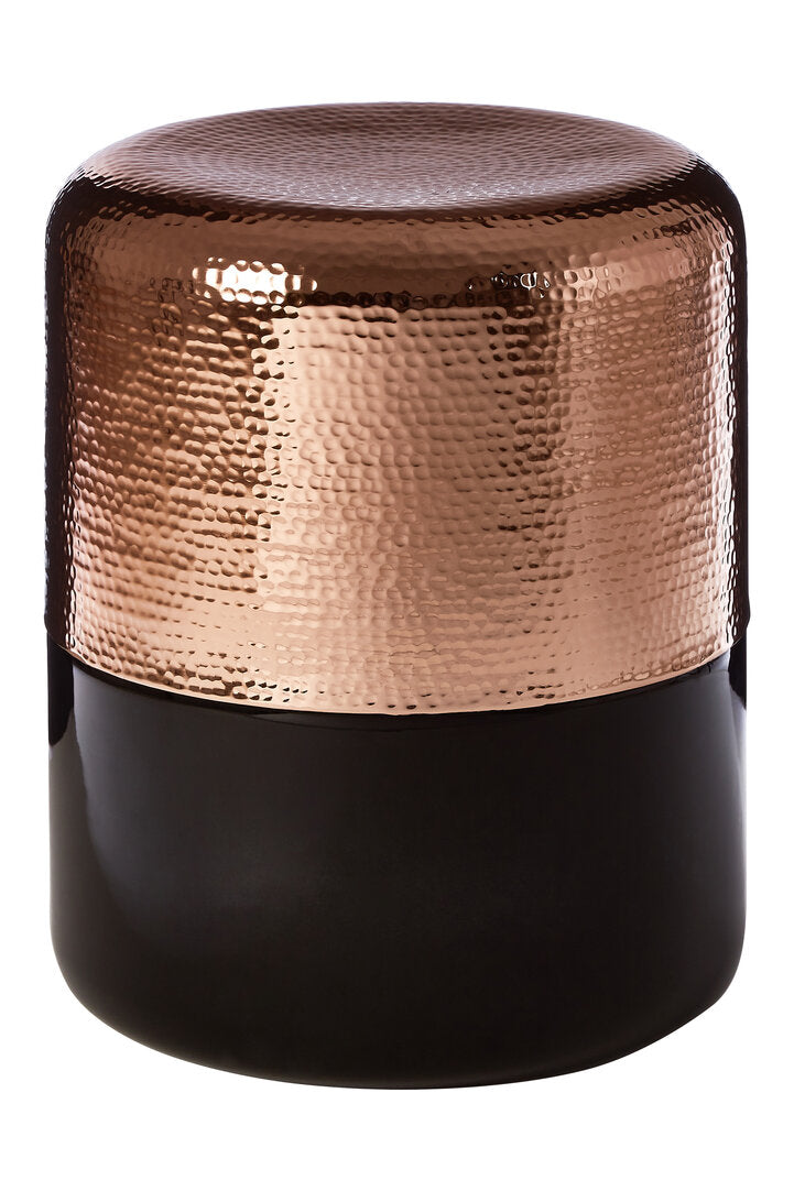 Black Glass and Copper side table on white background