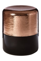 Black Glass and Copper side table on white background