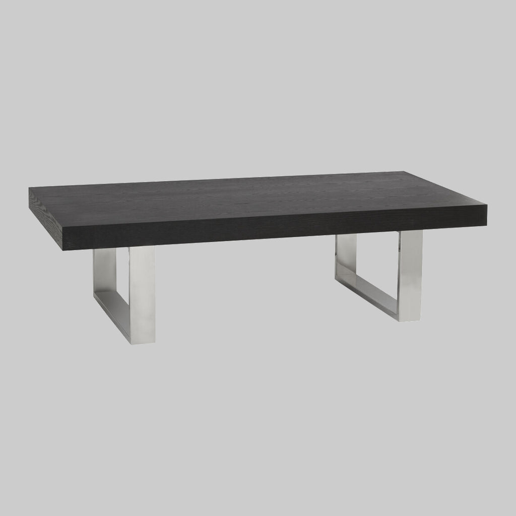 Black and Steel coffee table on grey background