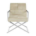 Chrome Cross Leg Chair with white upholstery on white background