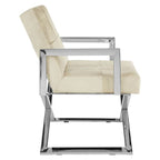 Chrome Cross Leg Chair with white upholstery on white background