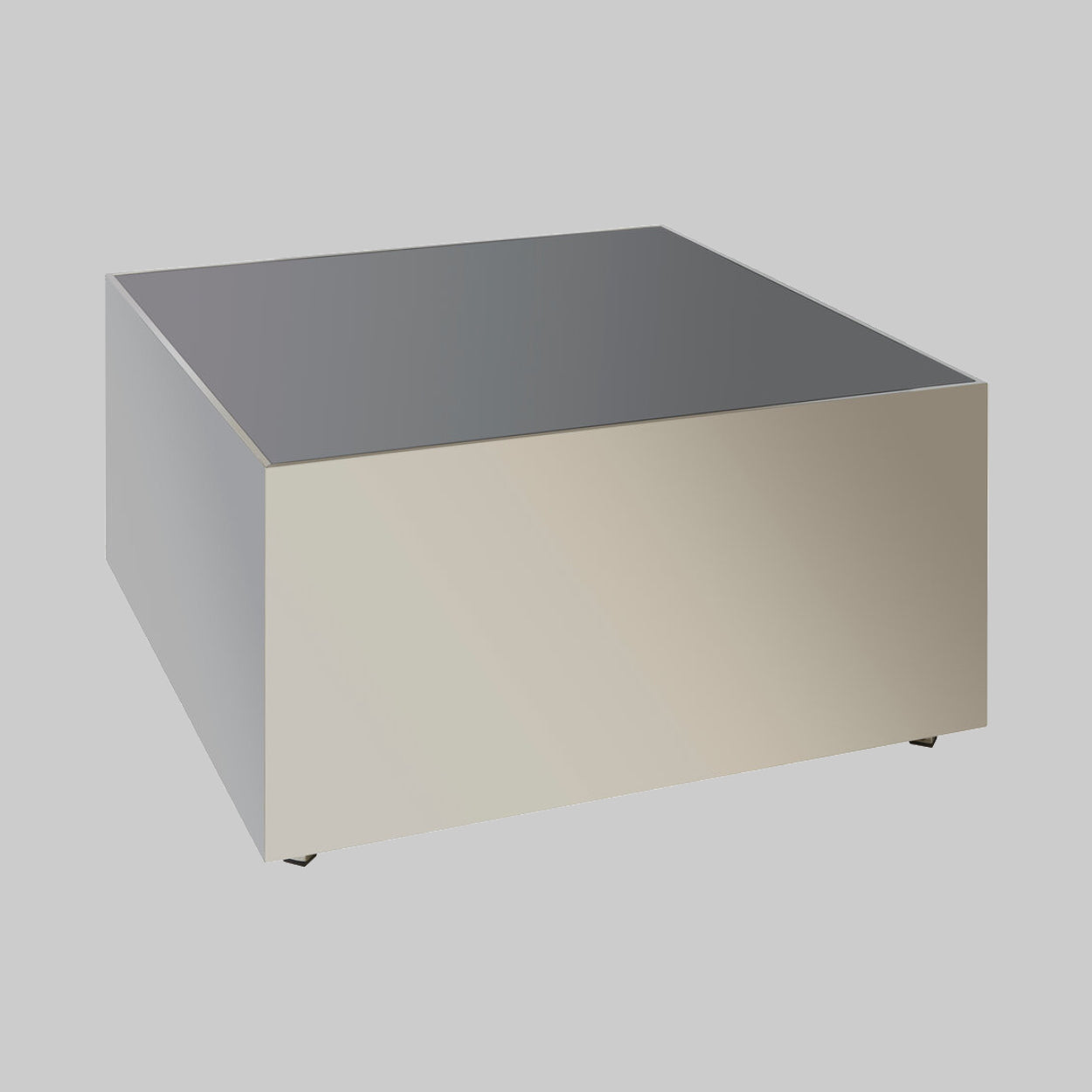 Chrome Square Coffee Table on grey background