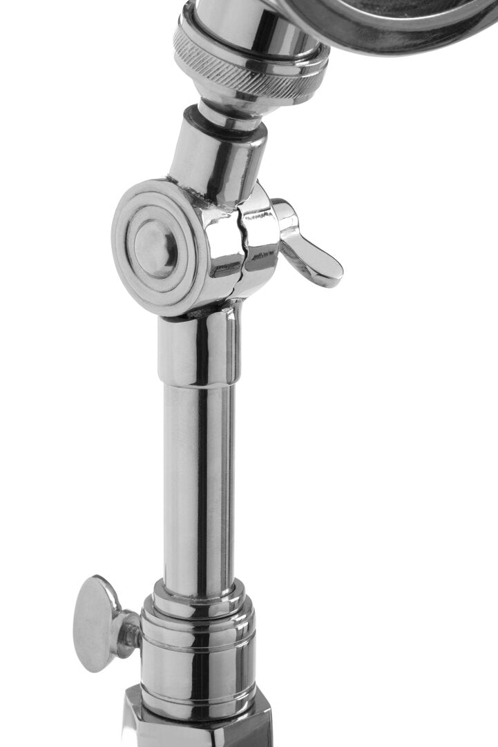 Chrome table lamp on a white background