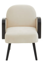 Cream Rattan Velvet Armchair on white background