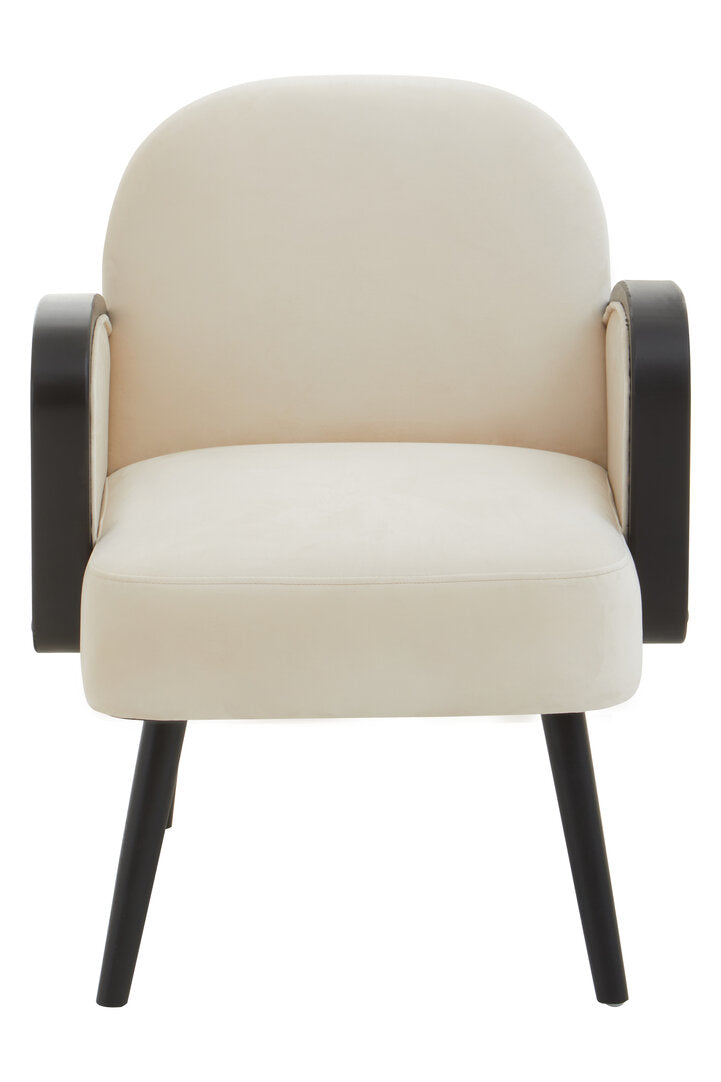 Cream Rattan Velvet Armchair on white background