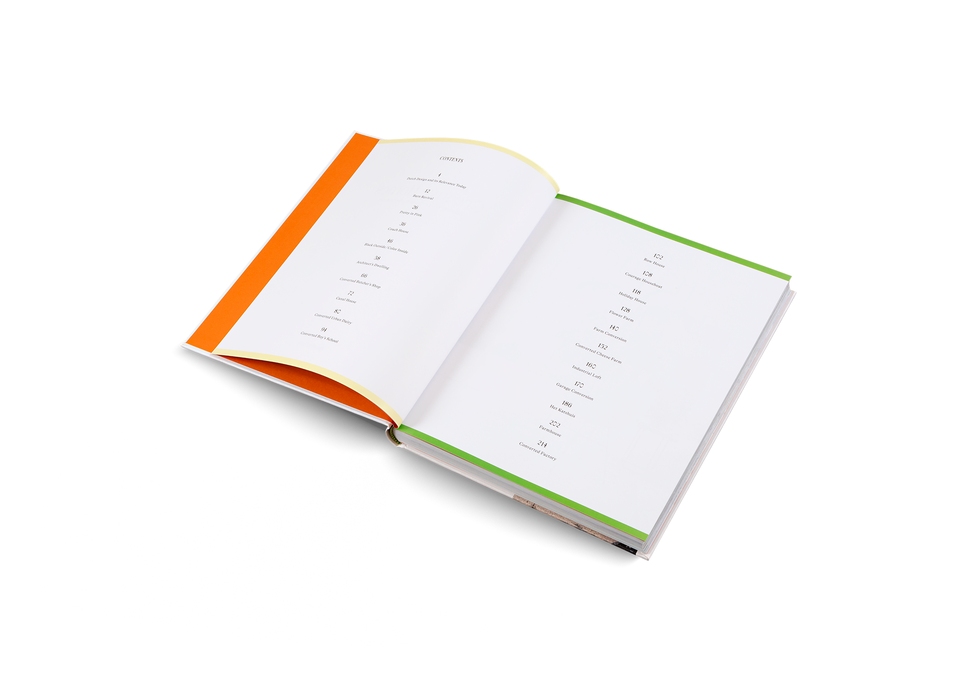 Open book with orange and green edges on a white background