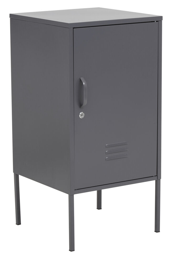 Metal Dark-Grey Cabinet/Side Table with Lock