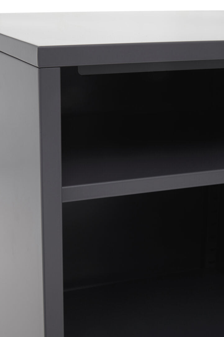 Metal Dark-Grey Cabinet/Side Table with Lock