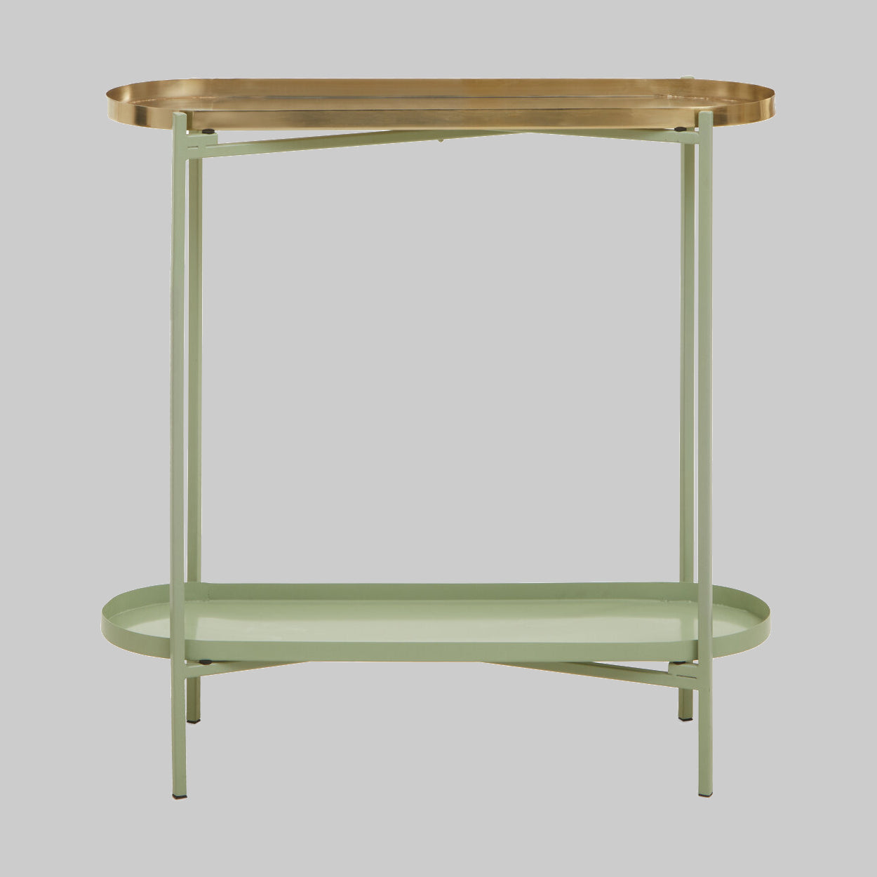Green Gold Side Table on grey background