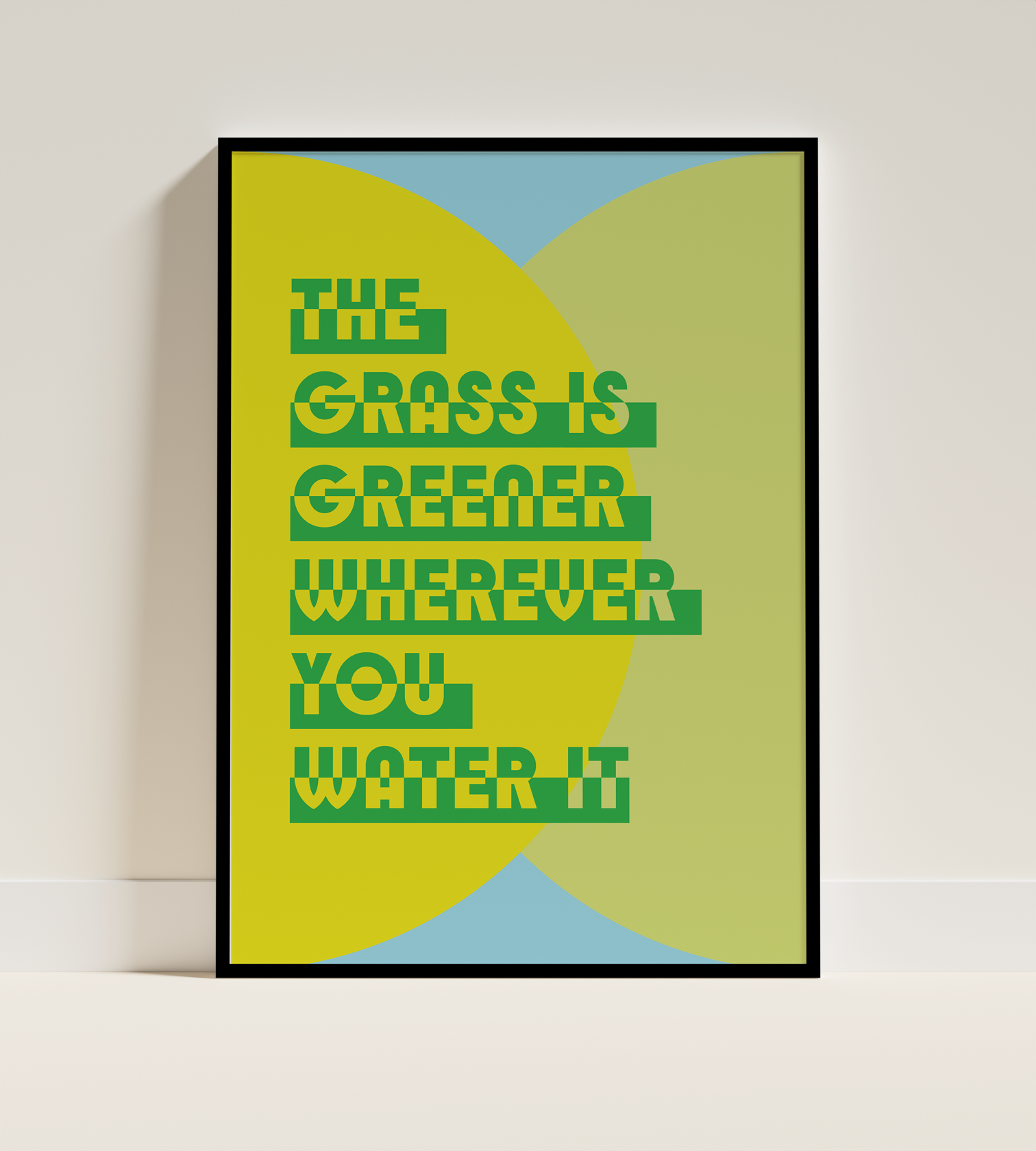 Grass is Greener Poster in Black Frame