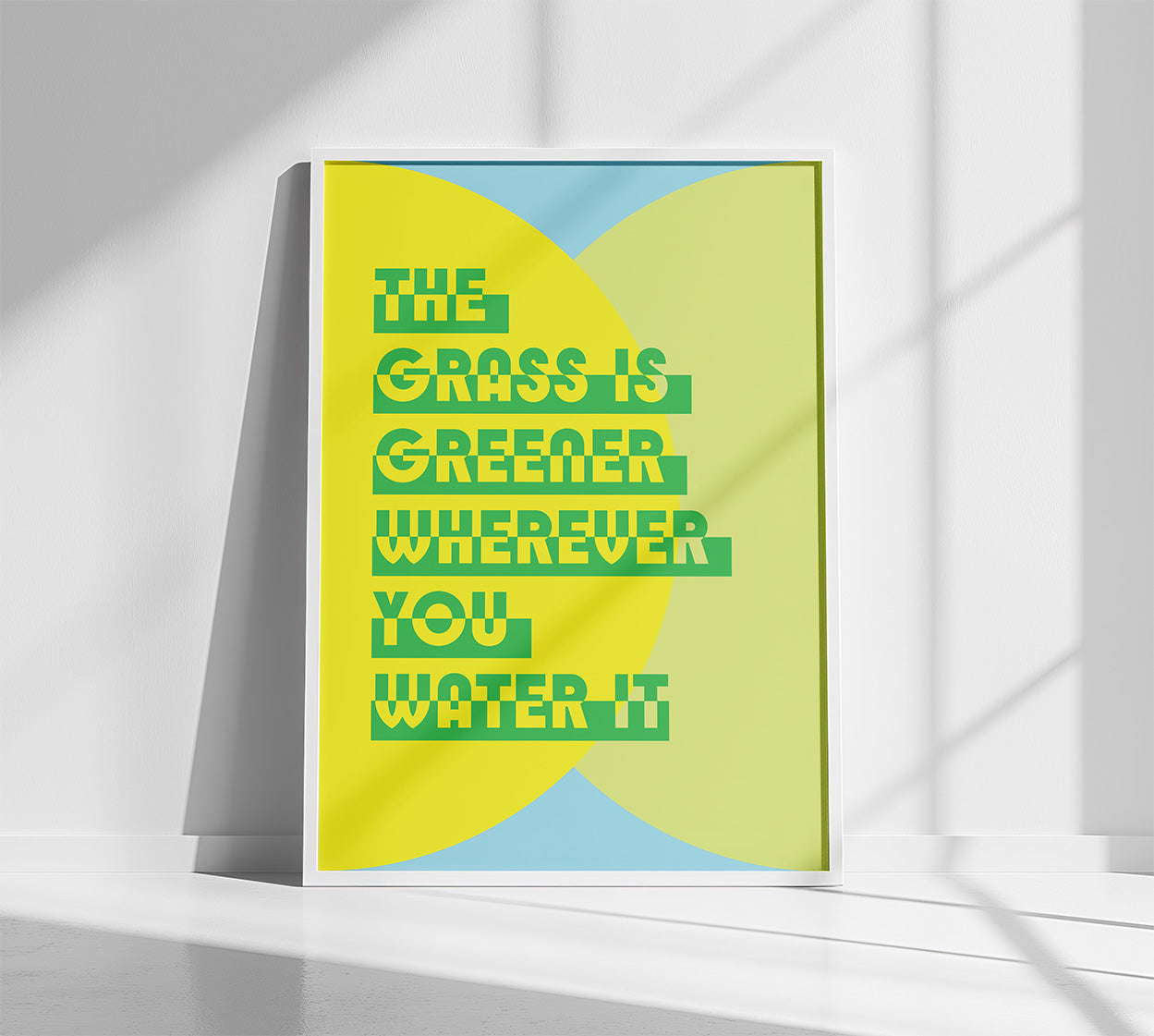 Grass is Greener Poster in White Frame
