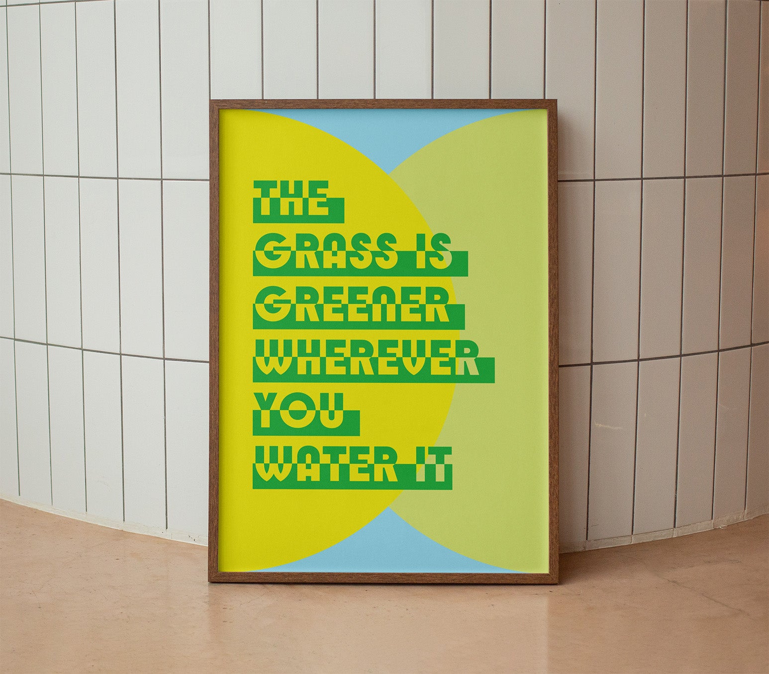 Grass is Greener Poster in Wooden Frame