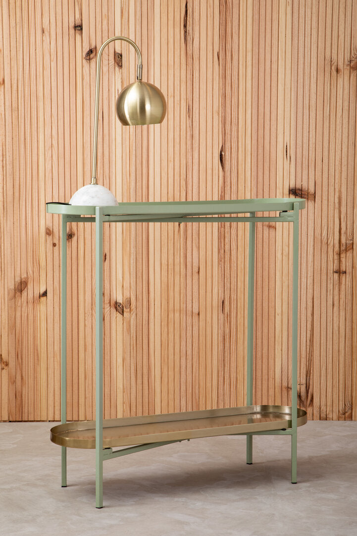 Green Gold Side Table detail on wooden background