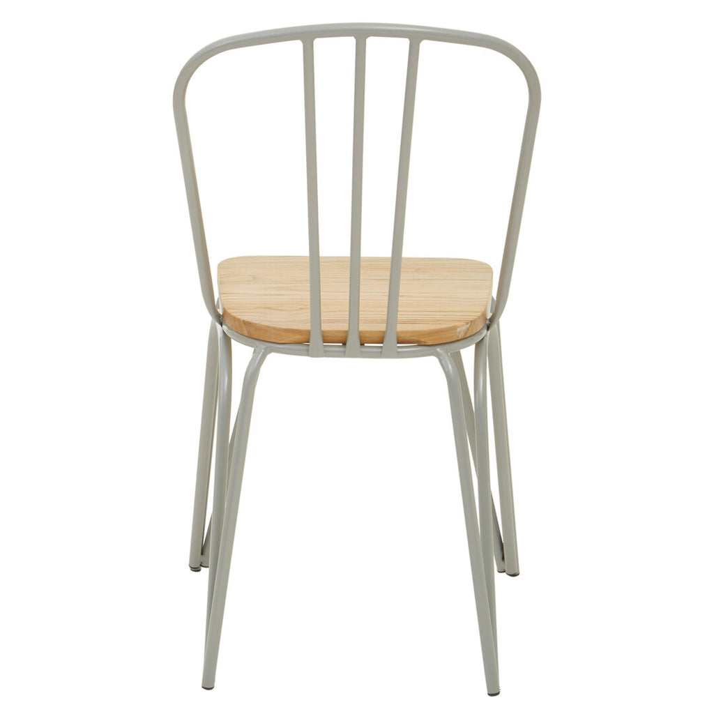 Chair with metal frame and wooden seat on a white background