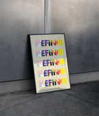 KEFINO Logo Poster in Black Frame leaning on wall