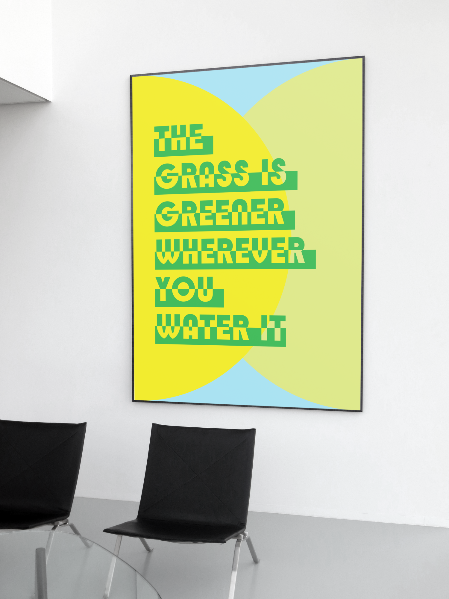 Large Grass is Greener Poster in Black Frame