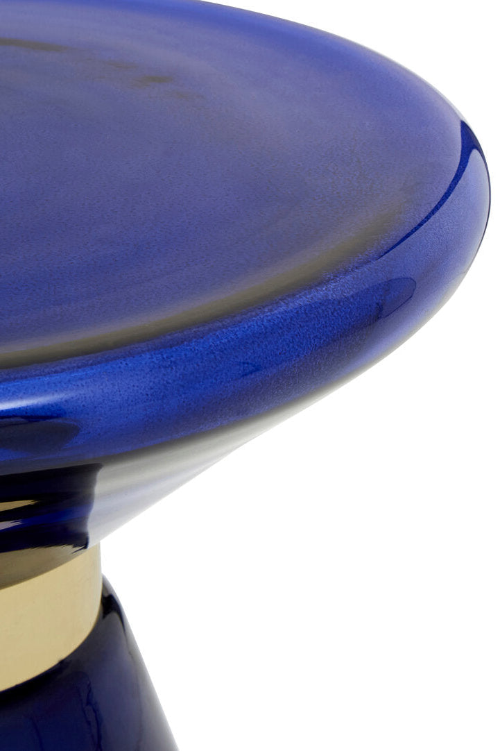 Blue Glass Martini Side Table on white background