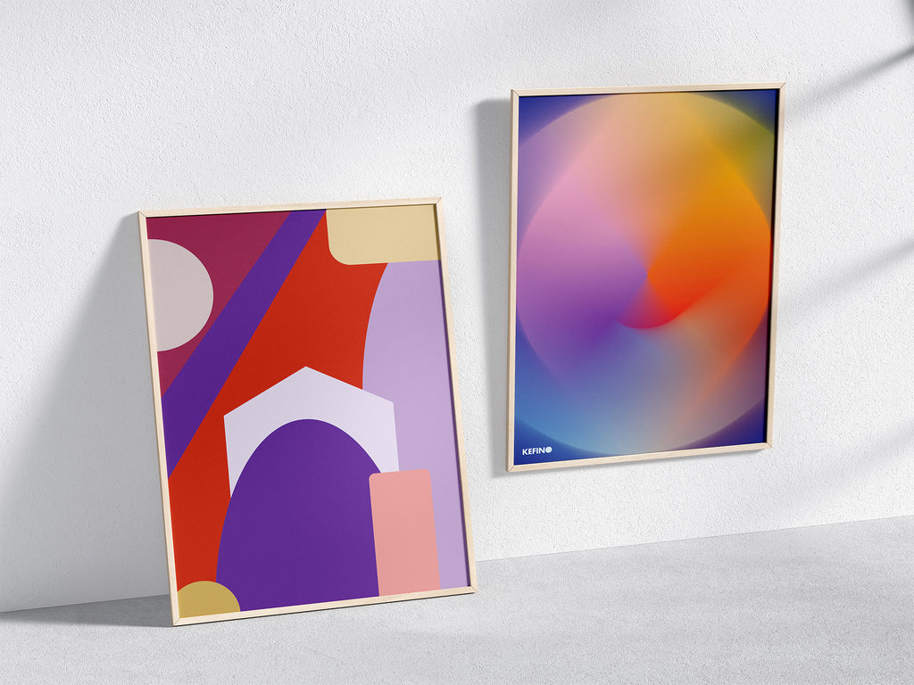 Mi Casa Poster and Colour Gradient Blur Poster in Wooden Frame