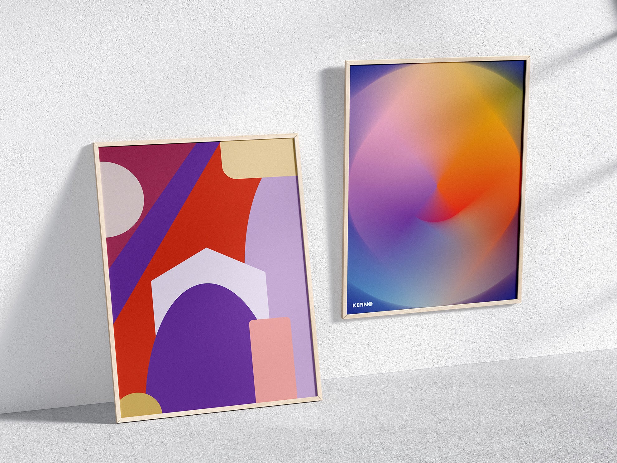 Mi Casa Poster and Colour Gradient Blur Poster in Wooden Frame
