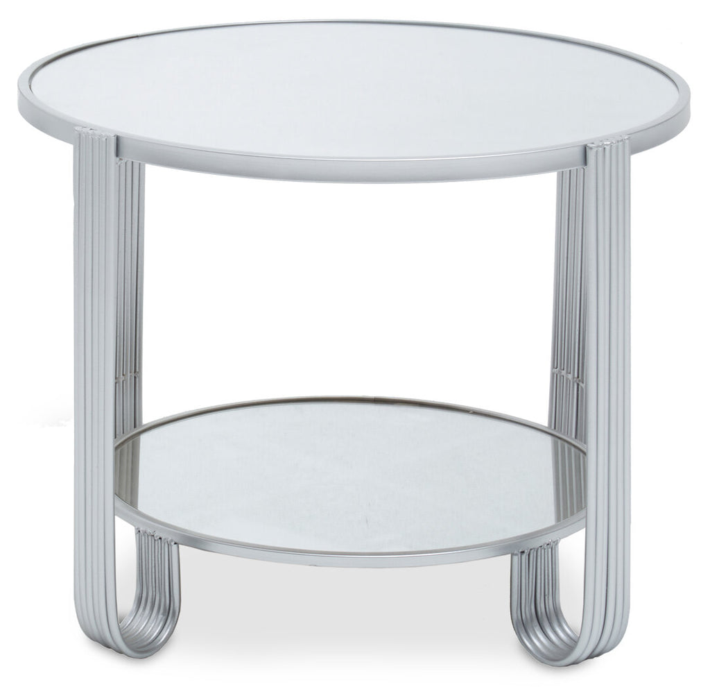 Round Mirror Side Table on white background