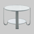 Round Mirror Side Table on grey background