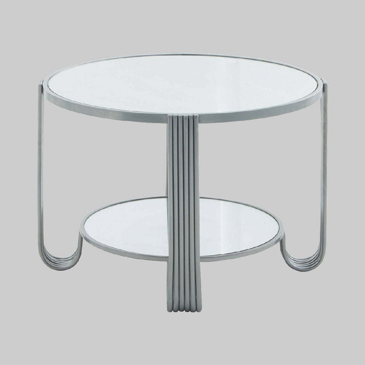 Round Mirror Side Table on grey background
