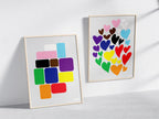 Rainbow Square Poster and Hearty Poster in Wooden Frame