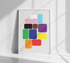 Rainbow Square Poster in White Frame