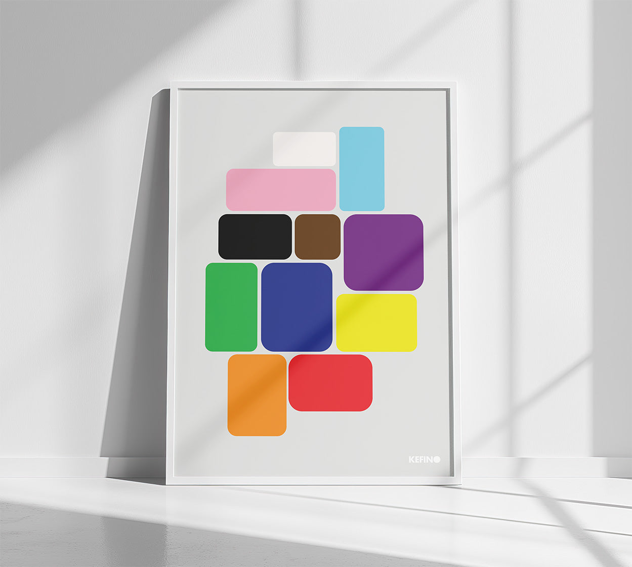 Rainbow Square Poster in White Frame