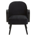 Midcentury Rattan and Black Velvet Armchair