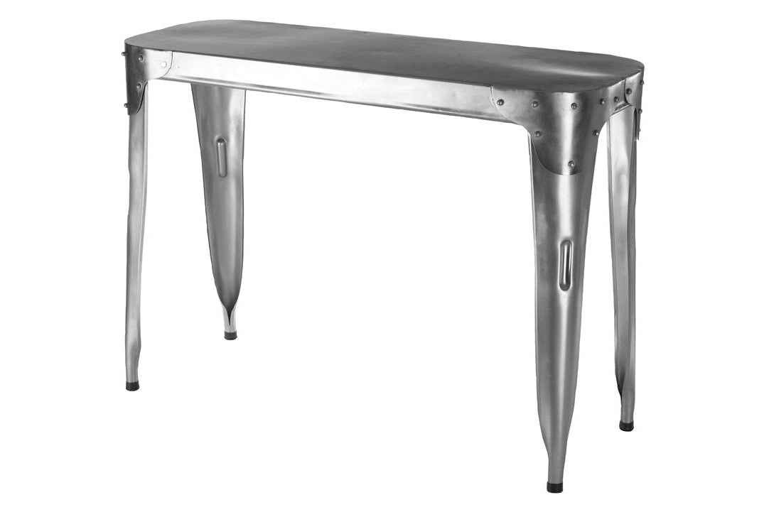 Silver Aero Console Table on white background