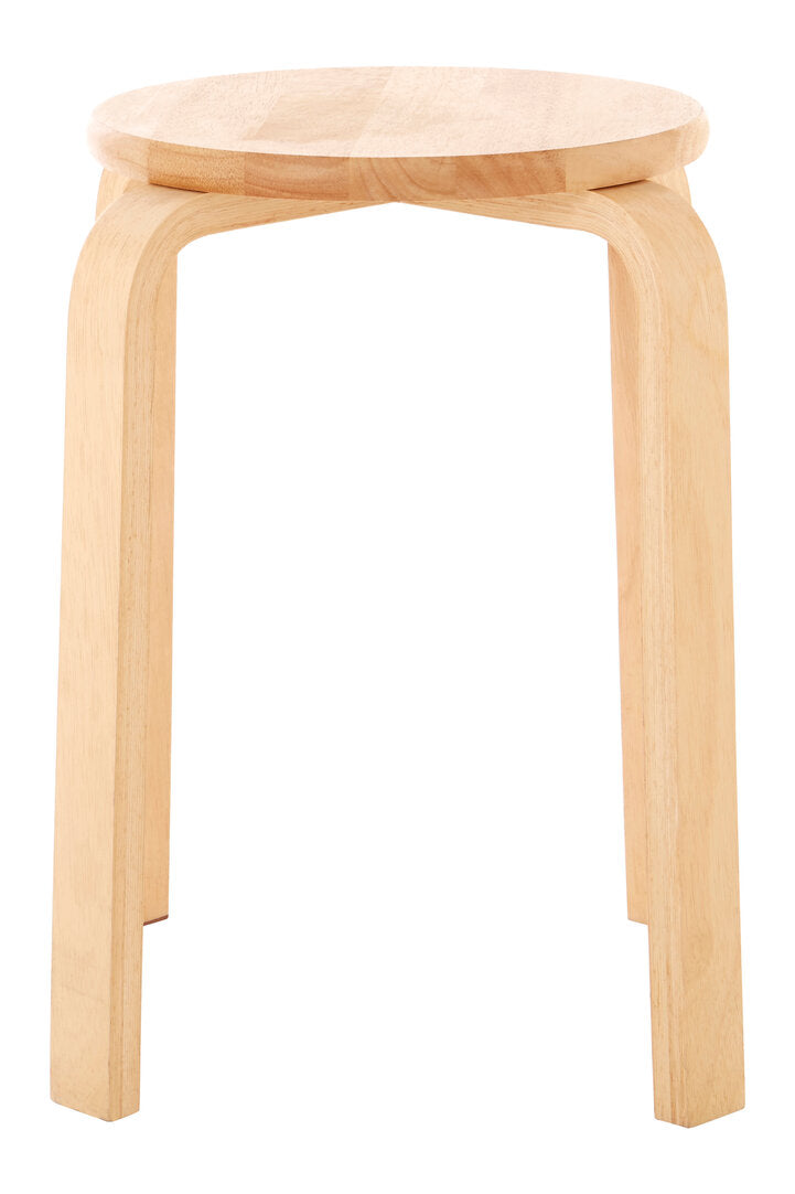 Four-legged Bent Rubber Wood Stool − stackable