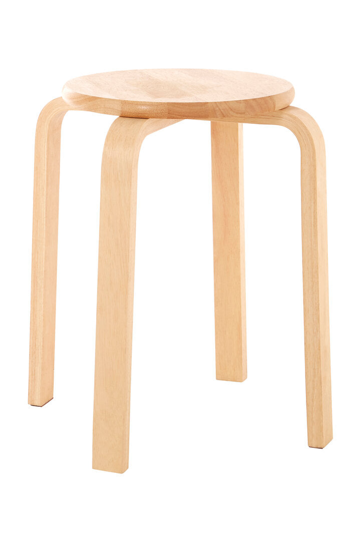 Four-legged Bent Rubber Wood Stool − stackable