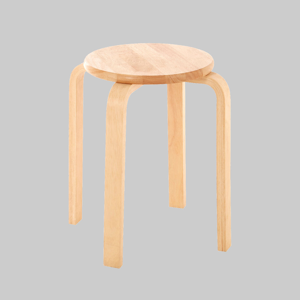 Four-legged Bent Rubber Wood Stool − stackable