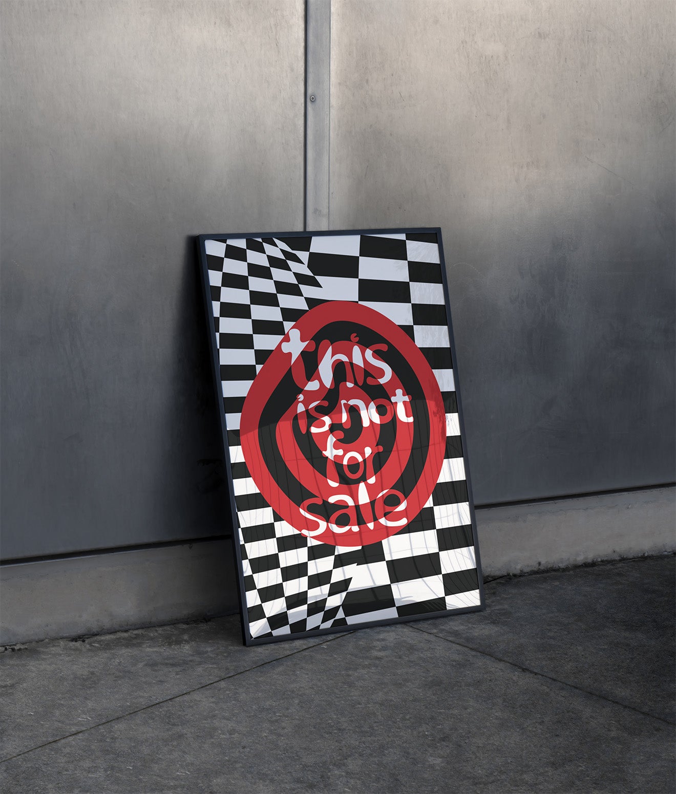 This is not for sale poster in black frame leaning