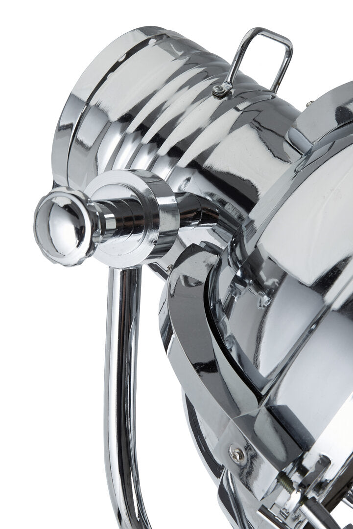 Chrome light fixture on a white background