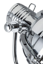 Chrome light fixture on a white background