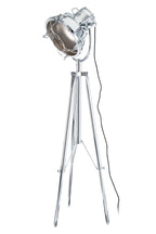 Floor lamp with a vintage-style spotlight on a white background