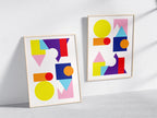 Two Geometric Posters in Wooden Frame
