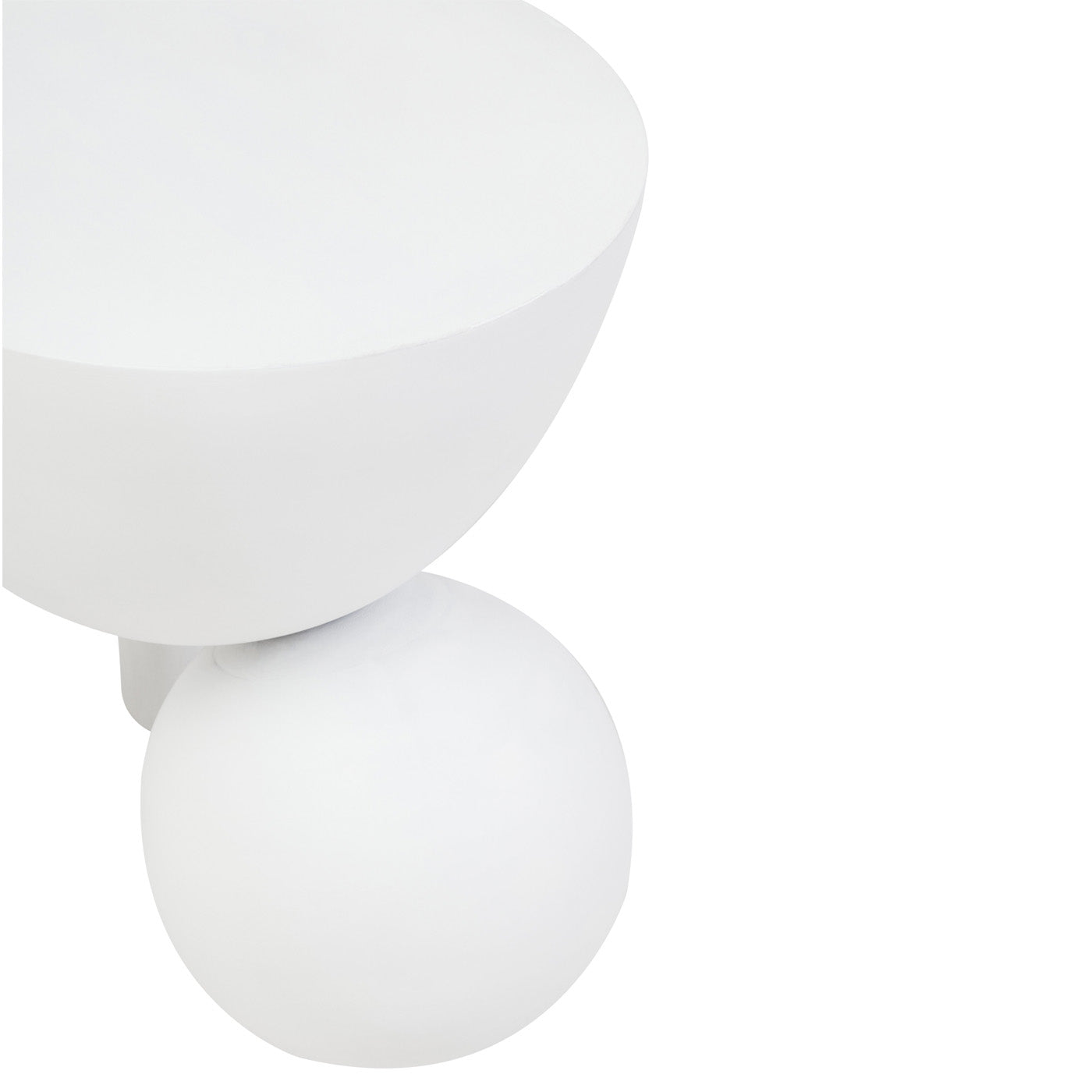 White ball side table on white background