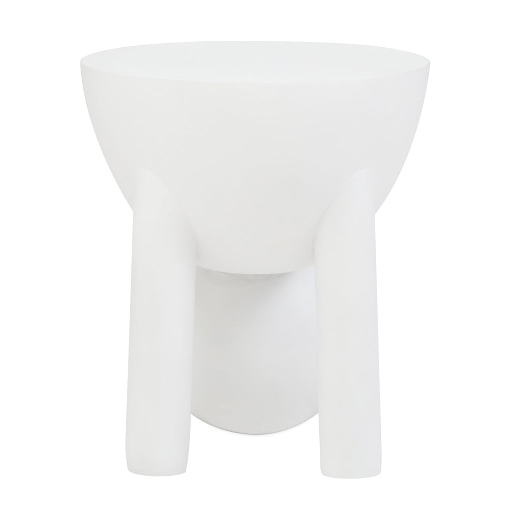 White stool with a minimalist design on a white background