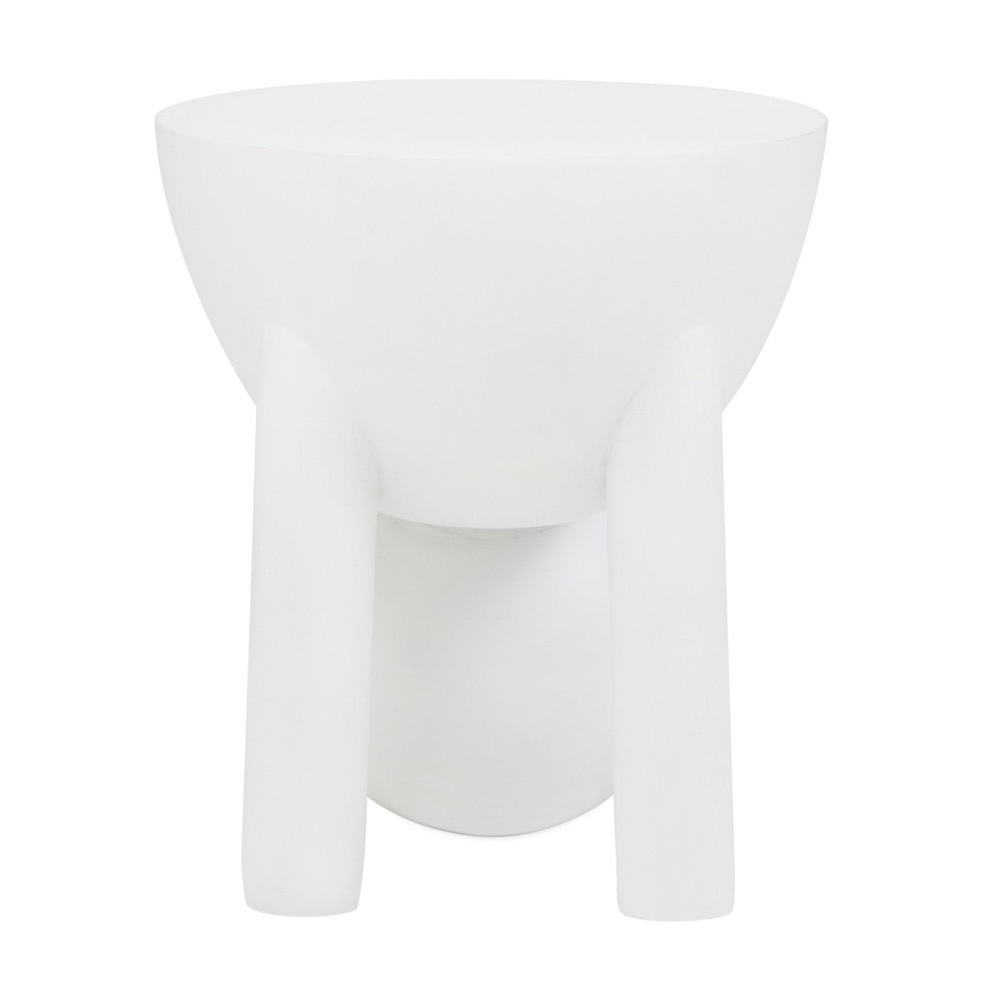 White stool with a minimalist design on a white background
