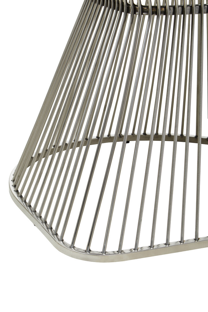 Close-up of a metal wire basket on a white background