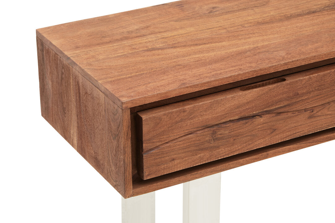 Acacia Wood Drawer Console on white background